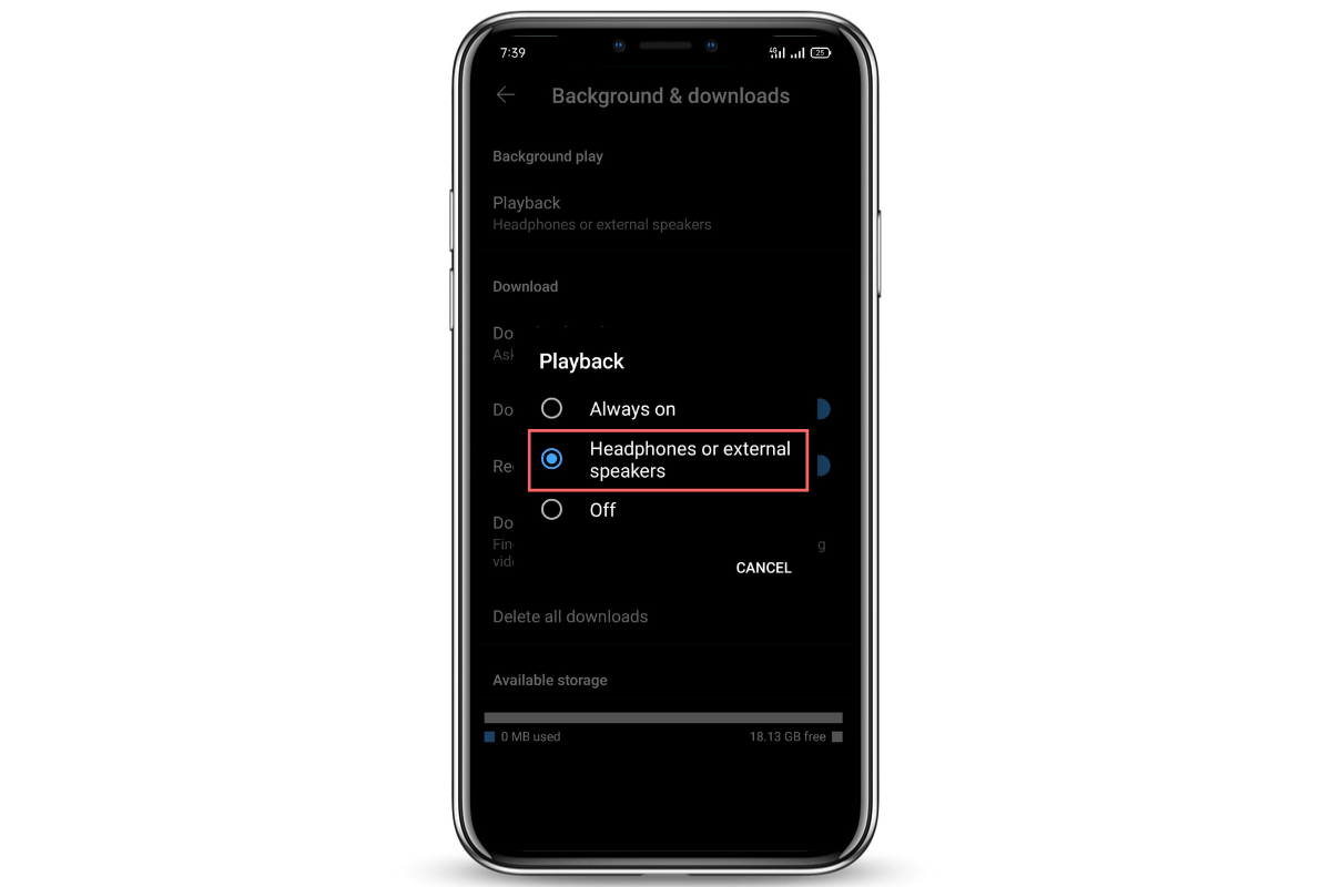 Enable Background Playback When using Headphones or External Speakers
