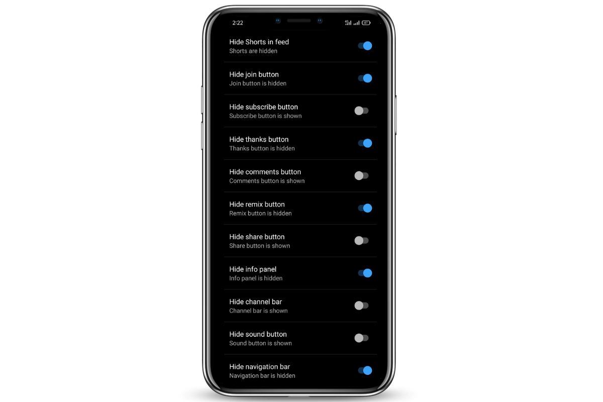 Hide Various Shorts Components