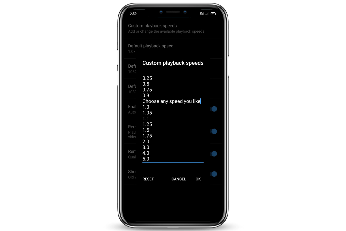 How to Set Custom Playback Speed