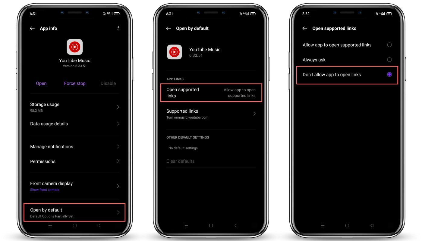Don't Allow Official YouTube to Open Links
