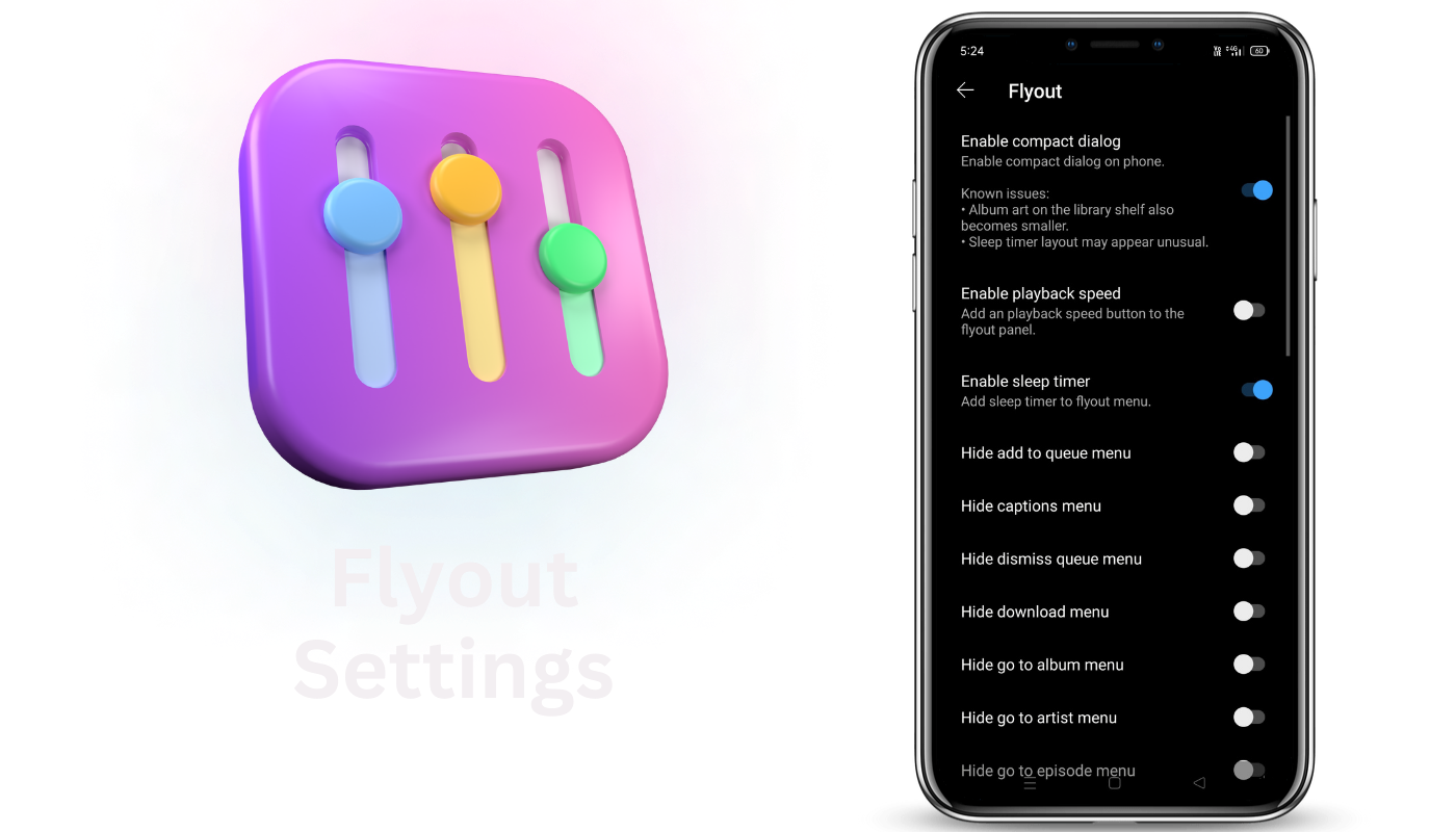 ReVanced Music Flyout Settngs