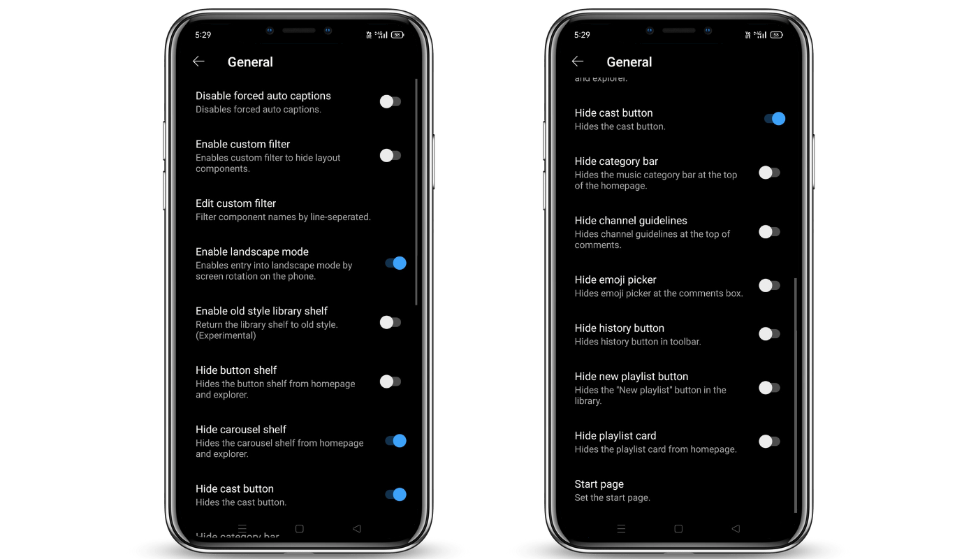 ReVanced Music General Settings